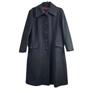 Ultima Mr Vincent 100% Cashmere Vintage Single Breasted Knee Length Black Coat